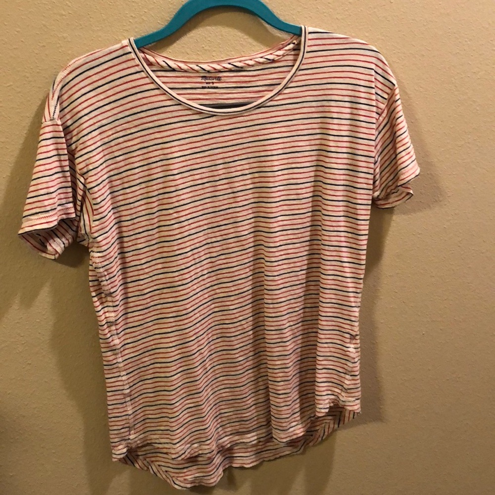 Madwell red white and blue stripes size small tee